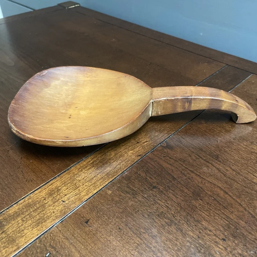 Early American Treen Ware Butter paddle scoop LARGE SPOON VTG - BEAUTIFUL!